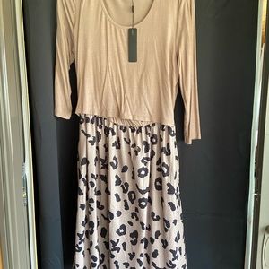 NWT camel/ leopard nursing dress